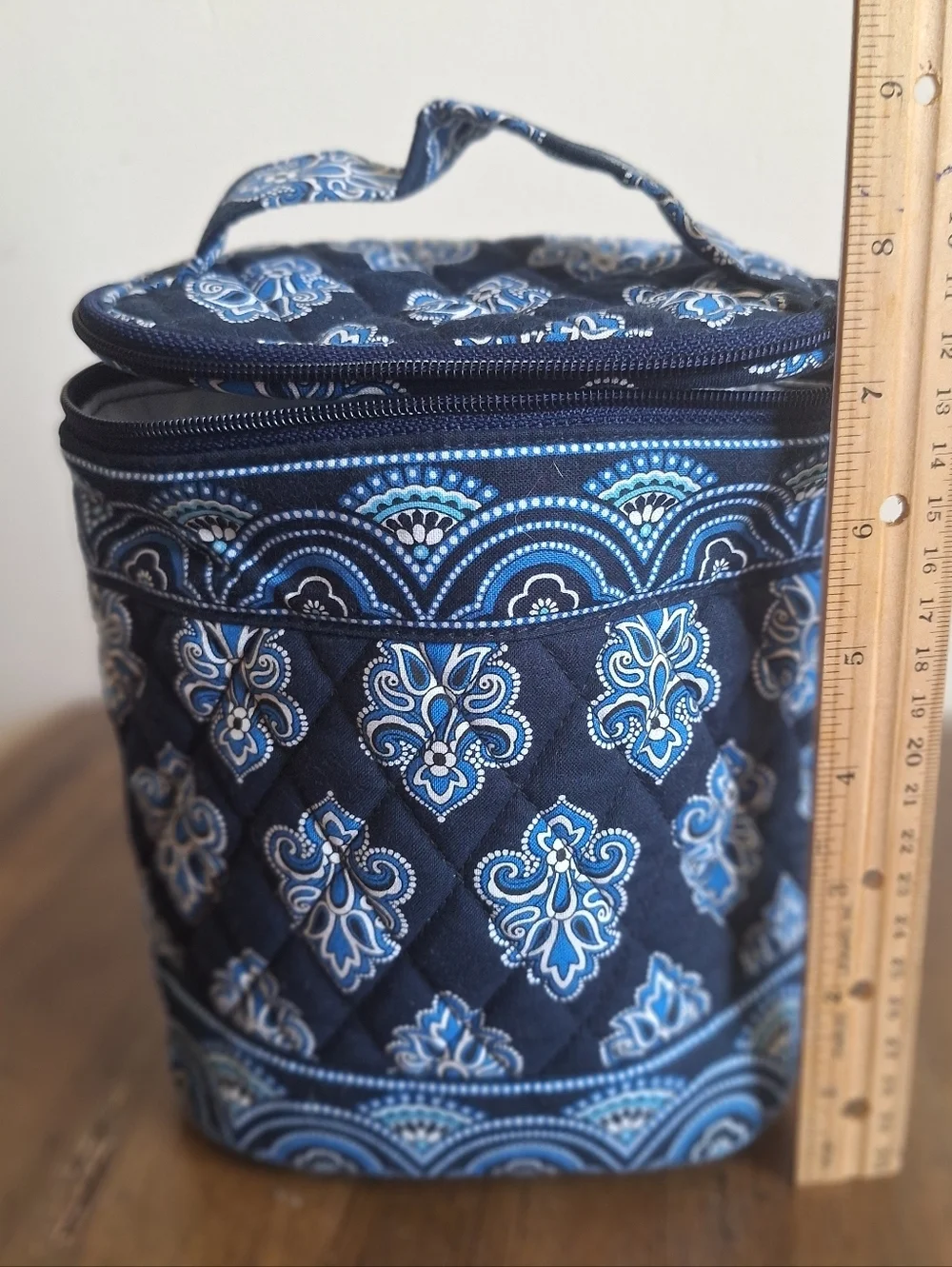 Vera Bradley Navy Blue Quilted Cosmetic Train Case